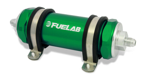 Fuelab 828 In-Line Fuel Filter Long -6AN In/Out 6 Micron Fiberglass - Green - 82831-6