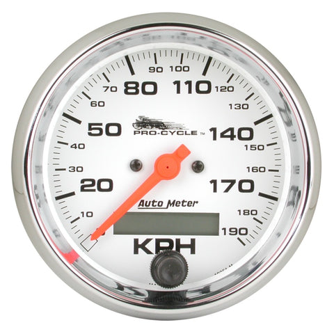 Autometer Pro-Cycle Gauge Speedo 3 3/4in 120 Mph Elec White - 19351