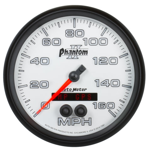 Autometer Phantom II 5in 0-140MPH In-Dash Electronic GPS Programmable Speedometer - 7581