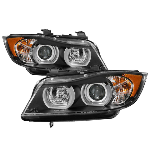 Spyder BMW E90 3-Series 06-08 4DR Headlights - Halogen Model Only - Black PRO-YD-BMWE9005V2-AM-BK - 5083432