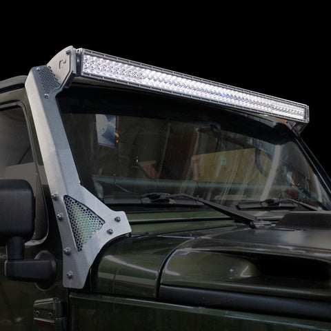 Go Rhino 07-18 Jeep Wrangler JK/JKU (Ex Mjve/392/4xe) Windshield Light Bar Mount Brkt - 50in Sgl Row - 730503T