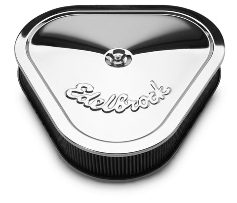 Edelbrock Air Cleaner Pro-Flo Series Triangular Steel Top 14 125In X 13 375In X 3 5In Chrome - 1222