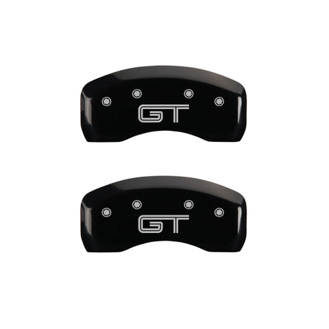 MGP 4 Caliper Covers Engraved Front Mustang Engraved Rear S197/GT Black finish silver ch - 10017SMG2BK