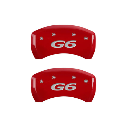 MGP 4 Caliper Covers Engraved Front Pontiac Engraved Rear G6 Red finish silver ch - 18025SPG6RD