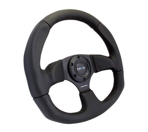 NRG Reinforced Steering Wheel (320mm Horizontal / 330mm Vertical) Leather w/Black Stitching - RST-009R