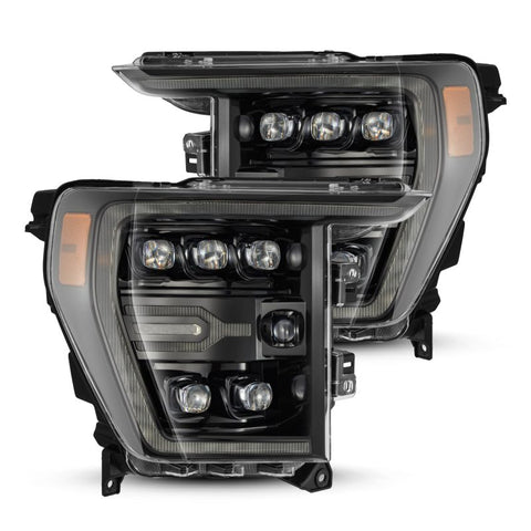 AlphaRex 21-22 Ford F-150 NOVA LED Proj Headlights Plank Style Alpha Blk w/Activ Light/Seq Signal - 880138