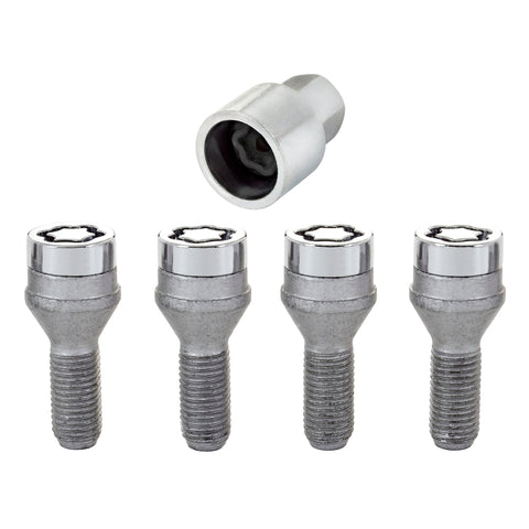 McGard Wheel Lock Bolt Set - 4pk. (Cone Seat) M12X1.5 / 17mm Hex / 25.5mm Shank Length - Chrome - 27179