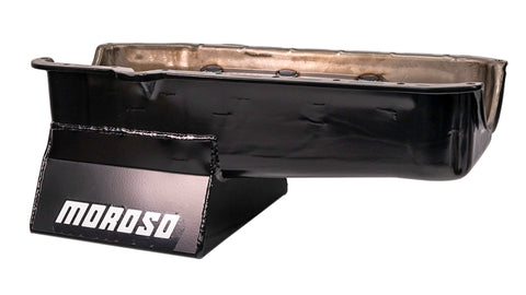 Moroso 80-85 Chevrolet SBC (w/Passenger Side Dipstick) Wet Sump 7qt 8.25in Steel Oil Pan - Black - 20201
