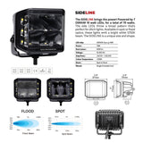 Go Rhino Xplor Blackout Series Cube LED Sideline Flood Light Kit (Surface Mount) 4x3 - Blk (Pair) - 750700321FCS