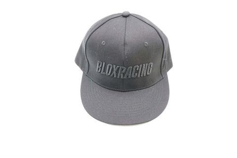 BLOX Racing Snapback Cap Black with Black Logo - Blox Racing - New Style Flat Bill - BXAP-00106