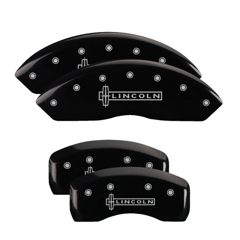 MGP 4 Caliper Covers Engraved Front & Rear Lincoln Black finish silver ch - 36018SLCNBK