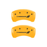 MGP 4 Caliper Covers Engraved Front & Rear With stripes/Charger Yellow finish black ch - 12162SCH1YL