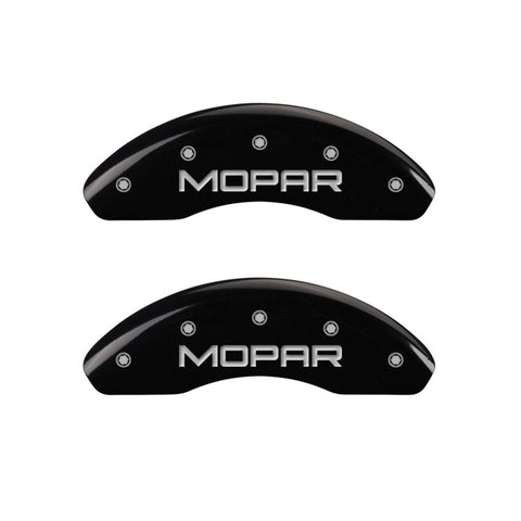 MGP 4 Caliper Covers Engraved Front & Rear MOPAR Black finish silver ch - 12199SMOPBK