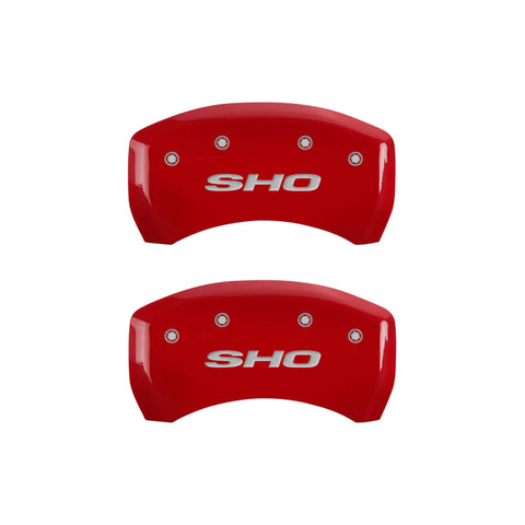 MGP 4 Caliper Covers Engraved Front & Rear SHO Red finish silver ch - 10222SSHORD