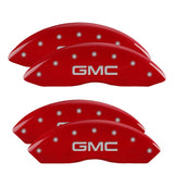 MGP 4 Caliper Covers Engraved Front & Rear GM Style/Hybrid Red finish silver ch - 34006SHYBRD