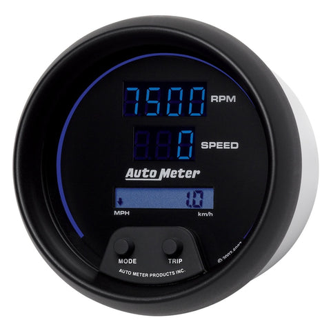 Autometer 85.7mm Black Digital 8000rpm/160mph or 260kmph Electric Tachometer/Speedometer Combo - 6987