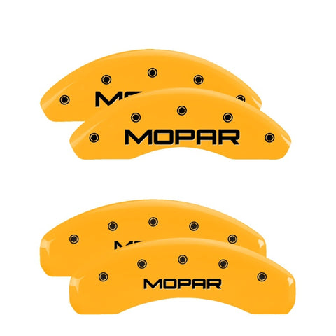 MGP 4 Caliper Covers Engraved Front & Rear Mopar Yellow Finish Black Char 1999 Chrysler Prowler - 32014SMOPYL