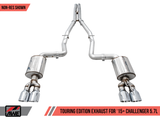 AWE Tuning 2017+ Challenger 5.7L Touring Edition Exhaust - Non-Resonated - Chrome Silver Quad Tips - 3020-42076