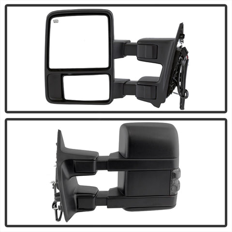 xTune Ford SuperDuty 08-15 Extendable Heated Mirrors w/ LED Signal Smoke MIR-FDSD08S-PW-SM-SET - 9935831