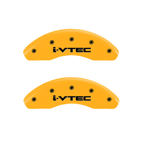 MGP 4 Caliper Covers Engraved Front & Rear I-Vtec Yellow Finish Black Char 2010 Honda Civic - 20223SIVTYL