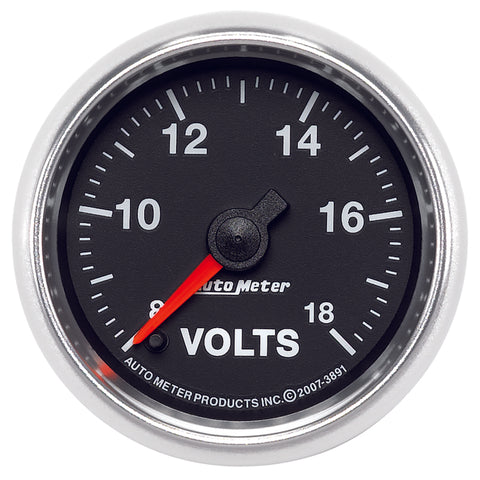 Autometer GS Series 2-1/16in Voltmeter 18V Electrical Gauge Full Sweep - 3891