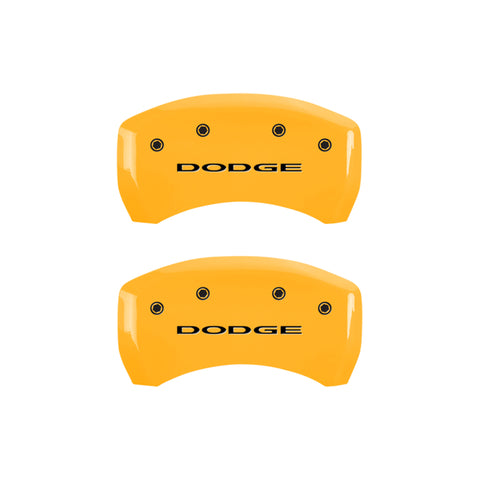 MGP 4 Caliper Covers Engraved Front & Rear With out stripes/Dodge Yellow finish black ch - 12199SDD4YL