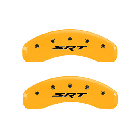 MGP 4 Caliper Covers Engraved Front & Rear Srt Yellow Finish Black Char 2006 Jeep Commander - 42002SSRTYL