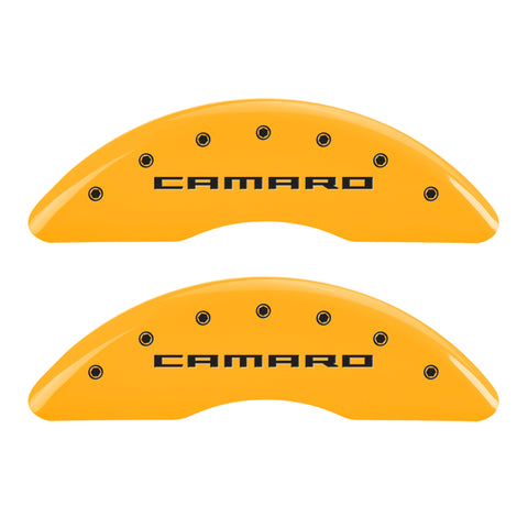 MGP 4 Caliper Covers Engraved Front Gen 5/Camaro Engraved Rear Gen 5/SS Yellow finish black ch - 14241SCS5YL