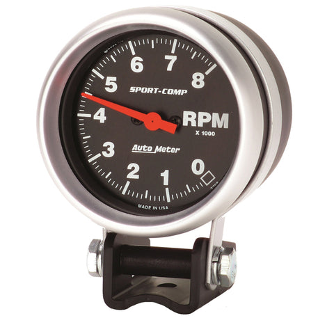 Autometer Standard 2-5/8in 8,000 RPM Pedestal Mount Tachometer Sport Comp - 3708