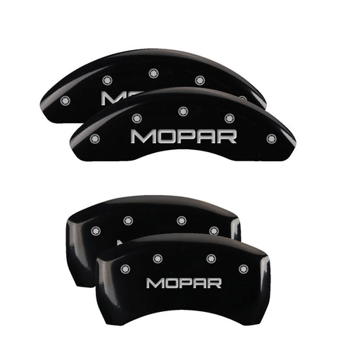 MGP 4 Caliper Covers Engraved Front & Rear MOPAR Black finish silver ch - 12199SMOPBK