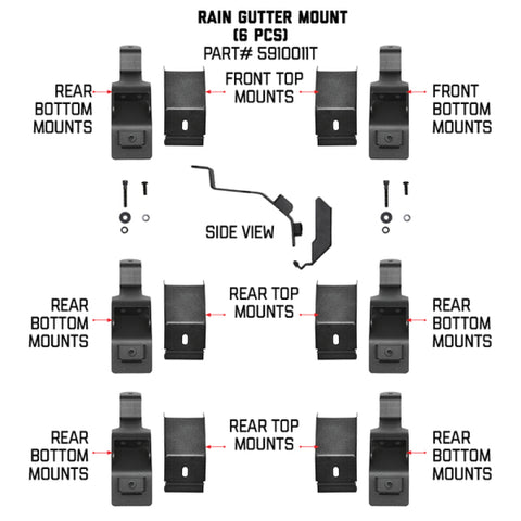 Go Rhino 6pc Rain Gutter Mounting Kit for SRM Rack - 5910011T