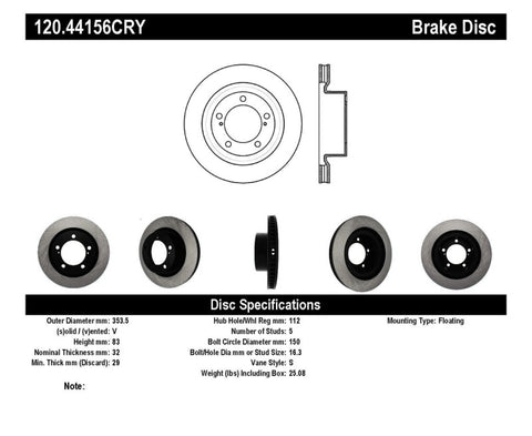 Stoptech Performance Brake Rotor 13-15 Toyota Sequoia/Tundra - 120.44156CRY