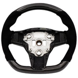 BLOX Racing Tesla Model 3 and Y Carbon/Alcantara Steering Wheel Black Stitching - BXSW-60010-B