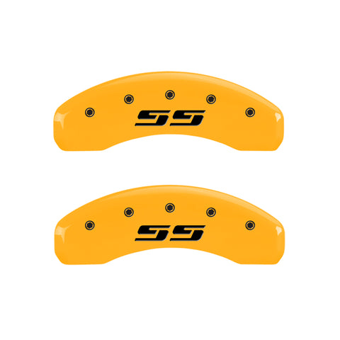 MGP 4 Caliper Covers Engraved F & R Silverado SS Yellow Finish Black Char 2002 Chevy Silverado 1500 - 14034SSS3YL