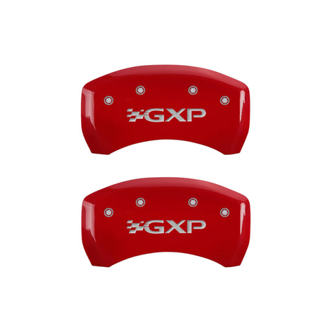 MGP 4 Caliper Covers Engraved Front Pontiac Engraved Rear GXP Red finish silver ch - 18030SPXPRD