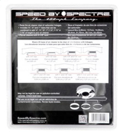 Spectre Air Cleaner Riser Kit - Black - 4954