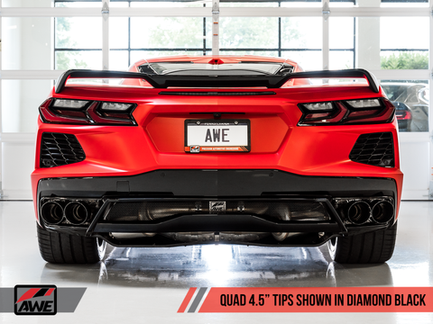 AWE Tuning 2020 Chevrolet Corvette (C8) Track Edition Exhaust - Quad Diamond Black Tips - 3020-43086