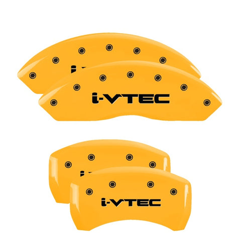 MGP 4 Caliper Covers Engraved Front & Rear I-Vtec Yellow Finish Black Char 2019 Acura RDX - 39024SIVTYL