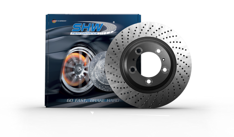 SHW 20-21 Porsche Carrera 3.0L Right Front Cross-Drilled Monobloc Brake Rotor (992615302) - PFR39984