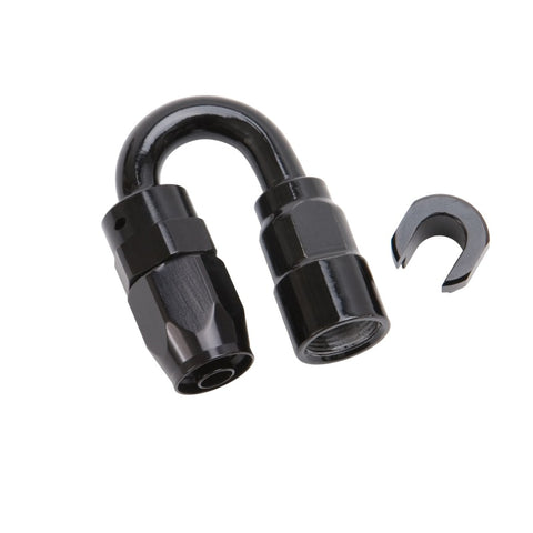 Russell Performance 5/16in SAE Quick Disc Female to -6 Hose Black 180 Degree Hose End - 611283