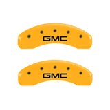 MGP 4 Caliper Covers Engraved Front & Rear GMC Yellow finish black ch - 34009SGMCYL