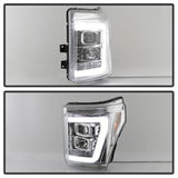 Spyder 11-16 Ford F-250/F-350 V2 Projector Headlights - Light Bar DRL - Chrome PRO-YD-FS11V2-LB-C - 5084705