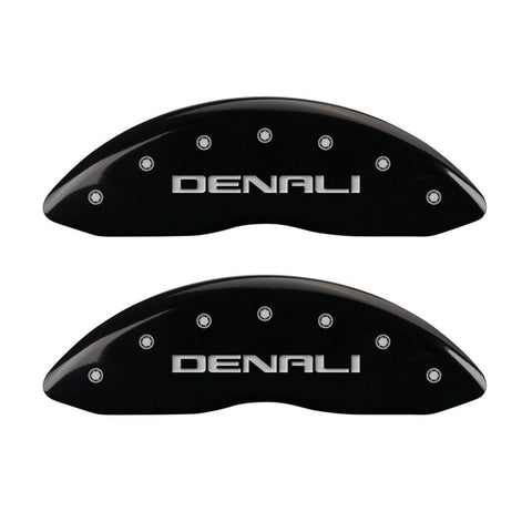 MGP 4 Caliper Covers Engraved Front & Rear Denali Black finish silver ch - 34004SDNLBK