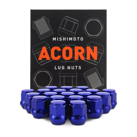 Mishimoto Steel Acorn Lug Nuts M12 x 1.5 - 20pc Set - Blue - MMLG-AC1215-20BL