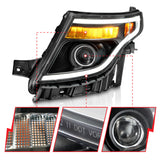 ANZO 11-15 Ford Explorer (w/Factory Halogen HL Only) Projector Headlights w/Light Bar Black Housing - 111575