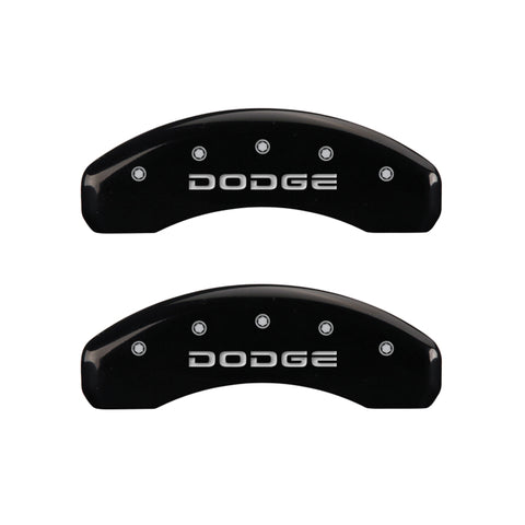 MGP 4 Caliper Covers Engraved Front & Rear Broken D/Dodge Black finish silver ch - 12134SDODBK