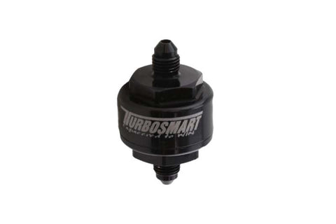 Turbosmart Billet Turbo Oil Feed Filter w/ 44 Micron Pleated Disc AN-4 Male Inlet - Black - TS-0804-1002