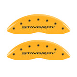 MGP 4 Caliper Covers Engraved Front & Rear Stingray Yellow finish black ch - 13009SSTYYL