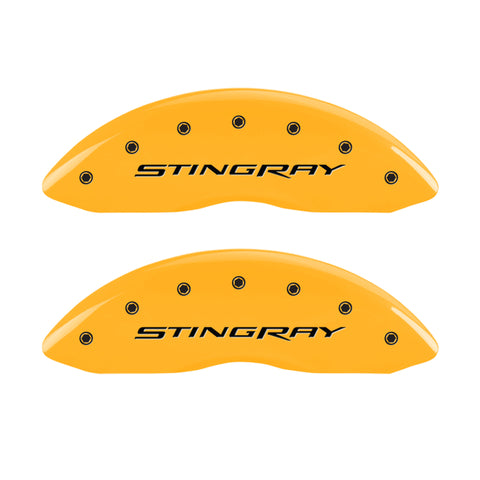 MGP 4 Caliper Covers Engraved Front & Rear Stingray Yellow finish black ch - 13009SSTYYL