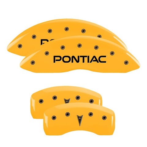 MGP 4 Caliper Covers Engraved Front & Rear MGP Yellow Finish Black Char 2002 Pontiac Firebird - 18028SMGPYL